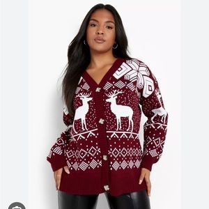 Boohoo Fairisle Christmas Cardigan Sweater